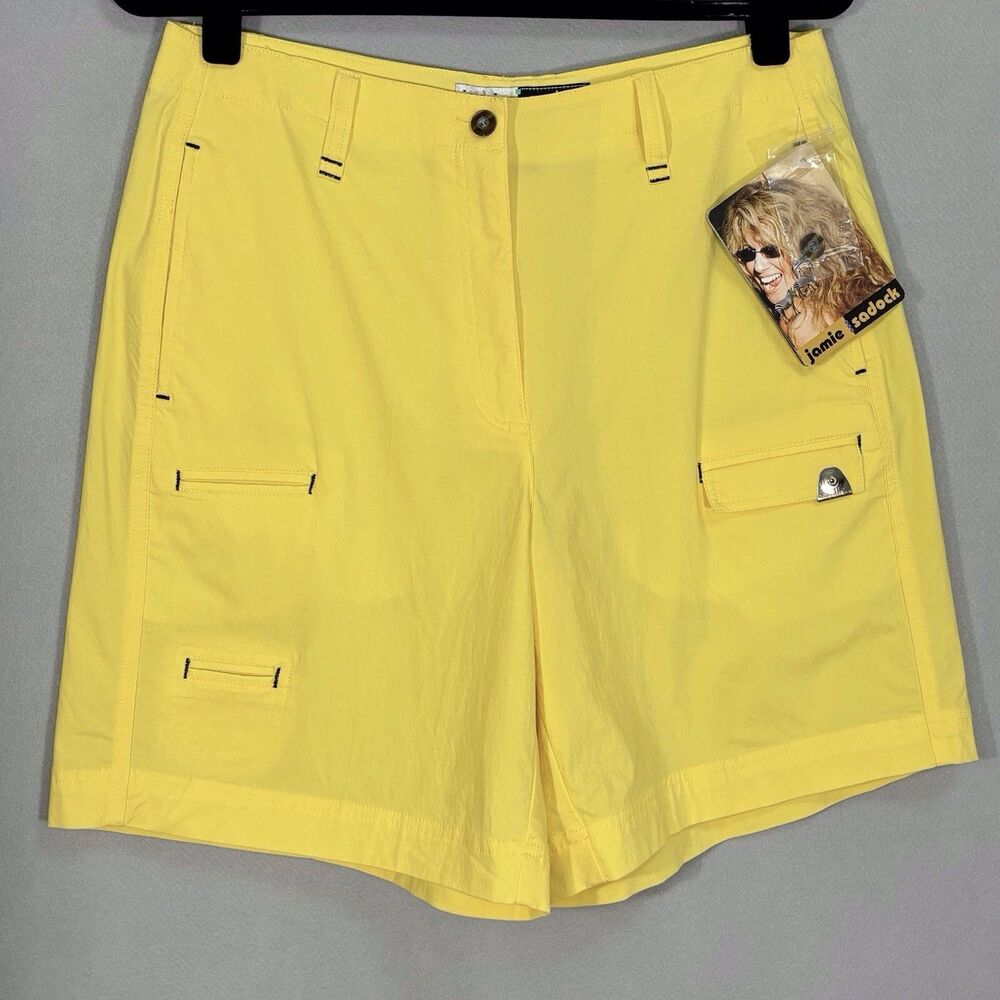 Jamie Sadock Bermuda Golf Shorts Womens Sz 10 Chickadee Yellow Pickleball Tennis